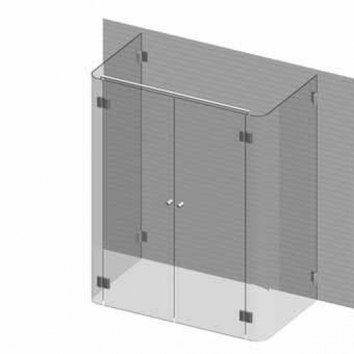gebogene U-Dusche aus Klarglas