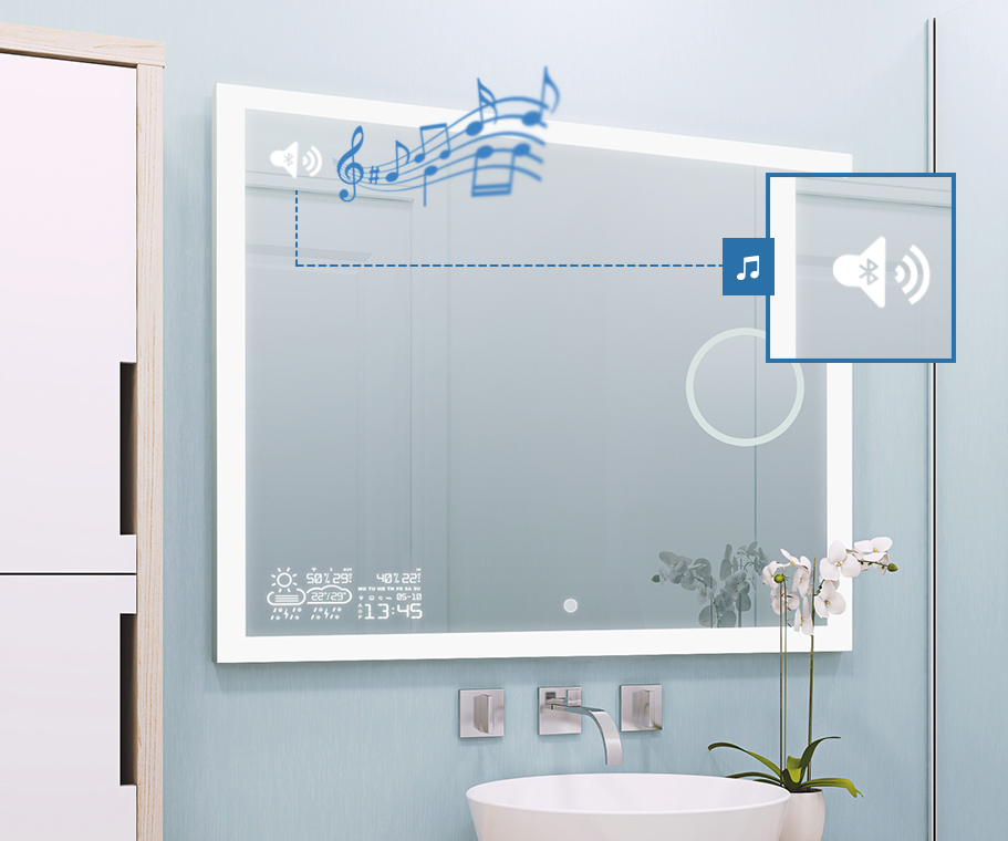 Smart Spiegel mit Bluetooth Lautsprecher
