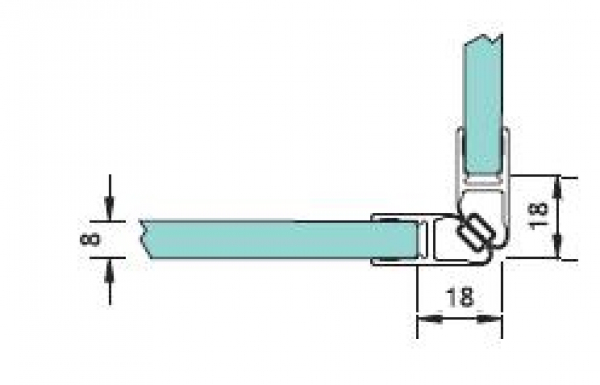 Mgnetdichtprofil Art.-Nr. 8851 für 6/8-mm Glas, Länge 2010 mm