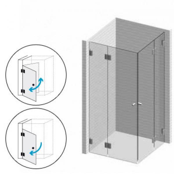 Echtglasdusche 8 aus Klarglas bis 1500 x 1500 mm (2)