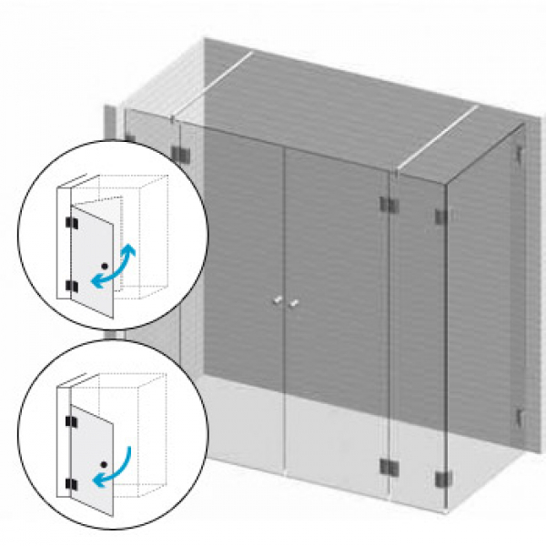 Echtglasdusche 9 aus Klarglas bis 1500 x 1500 mm (2)
