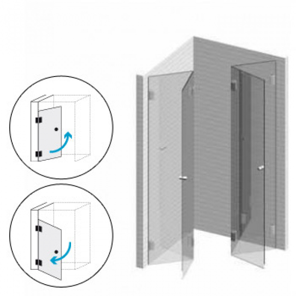 Echtglasdusche 12 Klarglas für eine Ecklösung bis 1000 x 1000 mm