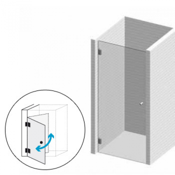 Duschabtrennung 1 Ornamentglas für Nischenbreite bis 750 mm