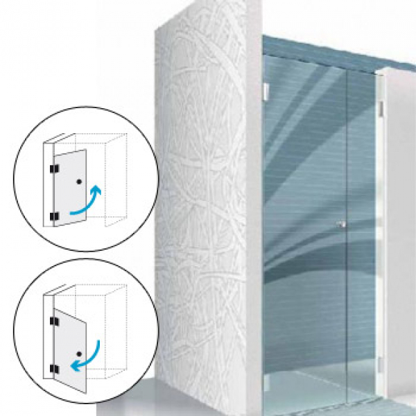Duschabtrennung 2 Ornamentglas für Nischenbreite bis 1500 mm