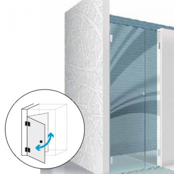 Duschabtrennung 2 Ornamentglas für Nischenbreite bis 1500 mm  (2