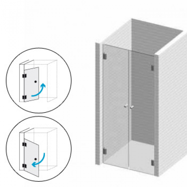 Duschabtrennung 3 Ornamentglas für Nischenbreite bis 1500 mm