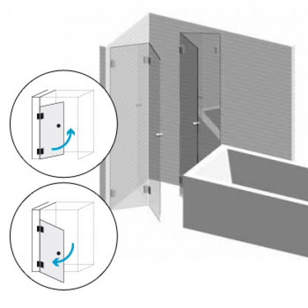Badewannenlösung 9 Klarglas bis 1500 mm Breite